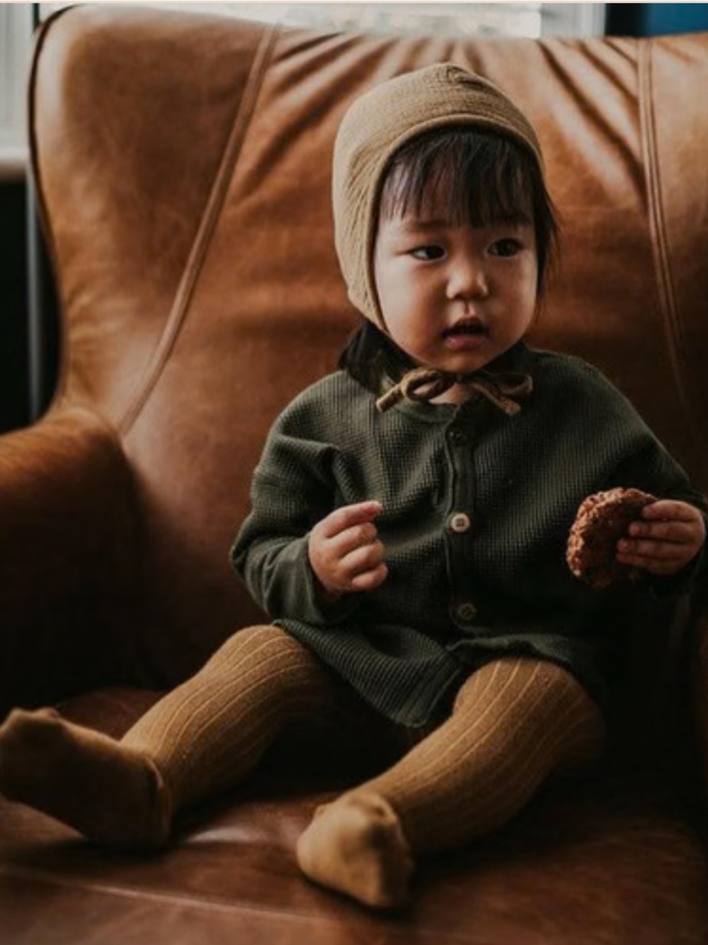 The Simple Folk Organic Cottage Cozy Ribbed Tights Bronze Vintage Charm Newborn